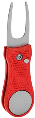 Produktbild von Edelstahl faltbare Golf Pitchgabel Reparaturwerkzeug Griff automatische FederbeschlägeRot