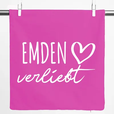 Produktbild von Huuraa Kissenbezug Emden verliebt 40x40cm Fuchsia Baumwolle Dekokissenbezug Geschenkidee