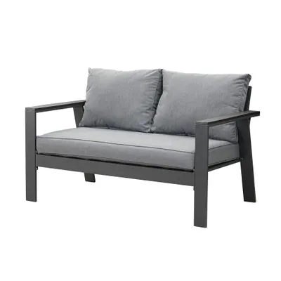 Produktbild von MeXo Gartensofa Gartenmöbel Set 2 Sitzer aus Aluminum, 134,5×75×74 cm, inkl. Sitz- und Rückenkissen, Wetterfest Gartensofa für Balkon Terrasse Garten