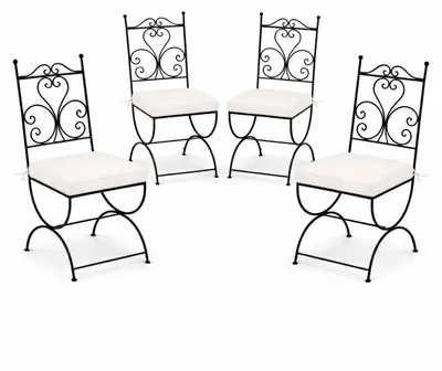 Image de Lot de 4 chaises de jardin de style méditerranéen Cuenca, en fer noir, 100 cm