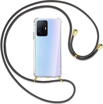 Produktbild von Handykette Backcover-Schutzhülle mit Band (Metall goldfarben) für Xiaomi Mi 11T - dunkelgrau