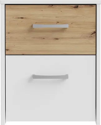 Produktbild von Nachtkästchen Nachttisch CULGOA 2 Schubladen in Weiß / Artisan Eiche