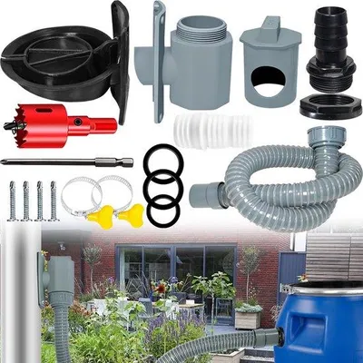 Produktbild von Famanu Regenwasser-Sammler für Regenrohre - geeignet für 80–110 mm - inklusive Regentonneneinführung - langlebiges Material - einfache Installation