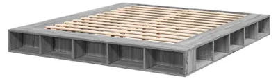 Produktbild von Bettgestell mit Stauraum für das Schlafzimmer, Bettrahmen mit Lattenrost, Doppelbett in Grau Sonoma 180x200cm aus Holzwerkstoff