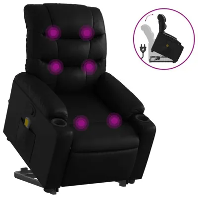 Produktbild von Massagesessel mit Aufstehhilfe Schwarz Kunstleder