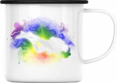 Produktbild von Trendation - Taucher Grafik Emaille Tasse Geschenk für Tauchlehrer Geschenkidee Lustig Tauchen Tauchsport (Schwarz)