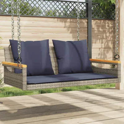 Produktbild von CLORIS Hängebank mit Kissen Grau 109x62x40 cm Poly Rattan - Gartenbänke CC512