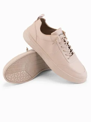 Imagen del producto de Zapatillas deportivas lisas para hombre, color beige, con costuras, talla 43