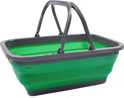 Produktbild von Tragekorb faltbar Einkaufskorb Picknickkorb Tragetasche Aufbewahrungskorb Korb, Farbe:grün