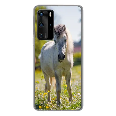 Produktbild von MuchoWow® Handyhülle Schutzhülle Hülle für Huawei P40 Pro Pferd - Blumen - Licht Silikon Softcase Handy Hülle - Schutz