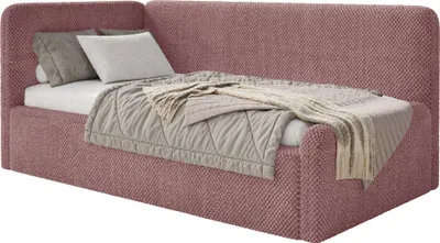 Produktbild von Selsey Fanko –Jugendbett 90x200 cm mit Kopfteil links, Plüsch, Rosa