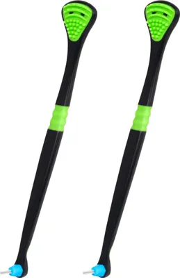 Image de lot de 2 gratte-langue avec brosse - éliminer la mauvaise haleine & nettoyer l'enduit lingual