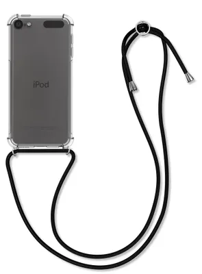 Produktbild von kwmobile Hülle kompatibel mit Apple iPod Touch 6G / 7G (6. und 7.Generation) - mit Kordel zum Umhängen - Silikon Schutzhülle Transparent Schwarz