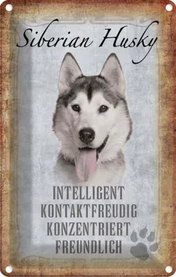 Produktbild von vianmo Blechschild 18x12 cm Siberian Husky Hund Tier Haustier