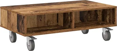 Obrázok produktu pre vidaXL Bočný stolík s kolieskami z regenerovaného dreva 90 x 50 x 30 cm materiál na báze dreva