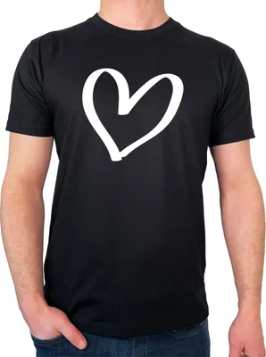 Produktbild von Huuraa Herren T-Shirt Herz Heart M Black Bio Baumwolle Fairtrade Herrenshirt Geschenkidee