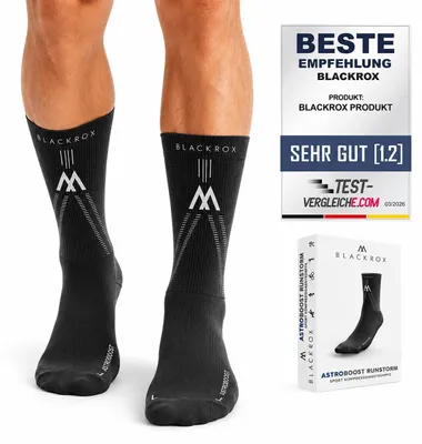 Produktbild von BLACKROX Kompressionssocken Sport ASTROBOOST RUNSTORM V1 Kompressionsstrümpfe Sportkompressionsstrumpf Laufsocken Damen Herren , schwarz, Gr. S-M