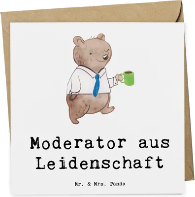 Produktbild von Mr. & Mrs. Panda Grußkarte Moderator Leidenschaft - Weiß - Geschenk, anlasskarte, faltkarte, Glückwunschkarte, Klappkarte, doppelkarte