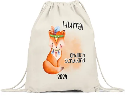 Produktbild von Endlich Schulkind 2024 Fuchs Turnbeutel Schuleinführung Geschenk zur Einschulung Schulanfang