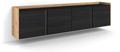 Immagine prodotto di Mobile TV Soggiorno, 207x50x35 cm, Per TV fino a 80", Sospeso, da appendere, Nero e rovere