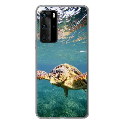 Produktbild von MuchoWow® Handyhülle Schutzhülle Hülle für Huawei P40 Pro Schildkröte - Wasser - Blau Silikon Softcase Handy Hülle - Schutz