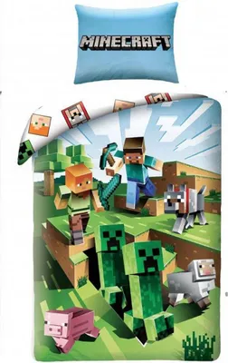 Obrázok produktu pre Minecraft - Súprava posteľnej bielizne, Battle AG1626 (jednolôžko) (zelená/biela/modrá)
