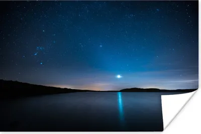 Produktbild von MuchoWow® Poster Sternenhimmel - Wasser - Mond 180x120 cm - Fotoplakat