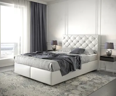 Produktbild von DELIFE Boxspringbett Dream-Great 140x200 cm Kunstleder Weiß mit Matratze und Topper