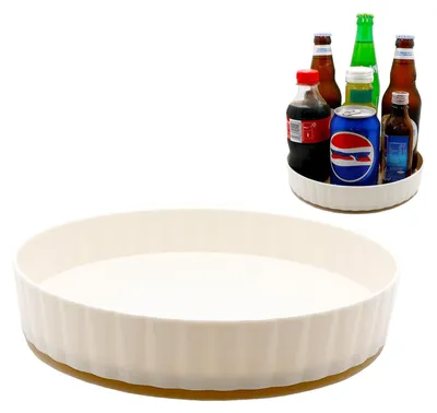 Produktbild von Drehteller für Kühlschrank, 21 cm Durchmesser, 360° drehbares Gewürzregal, Drehteller aus Kunststoff für Küchengewürze und Kosmetikartikel (weiß)