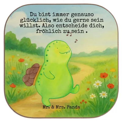 Produktbild von Mr. & Mrs. Panda Tischuntersetzer Schildkröte Pfeifen Design - Weiß - Geschenk, gläseruntersetzer, Untersetzer für Gläser, Trennung, Schildkröten, Tassenuntersetzer