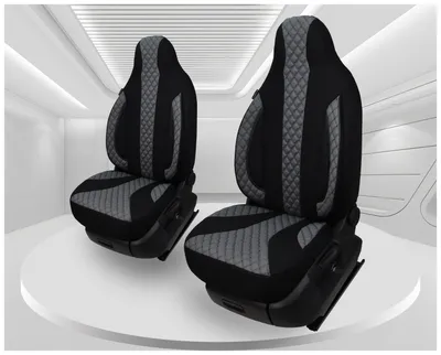 Produktbild von BREMER SITZBEZÜGE Maß Piloten Auto Schonbezüge kompatibel mit Toyota Aygo 1 Fahrer & Beifahrer ab 2005-2014 / Auto Sitzbezüge Schonbezug Set Autositzbezüge 2er Pack in Schwarz/Grau