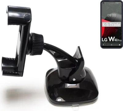 Produktbild von K-S-Trade kompakte Handy-Halterung Windschutzscheibe kompatibel mit LG Electronics W41 Pro Armaturenbrett schwarz Autohalterung KFZ Halter