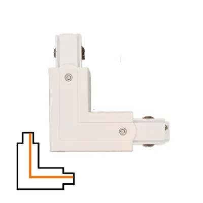 Produktbild von Qub L Verbinder rechts intern 3 Phasen Schienensystem Weiß