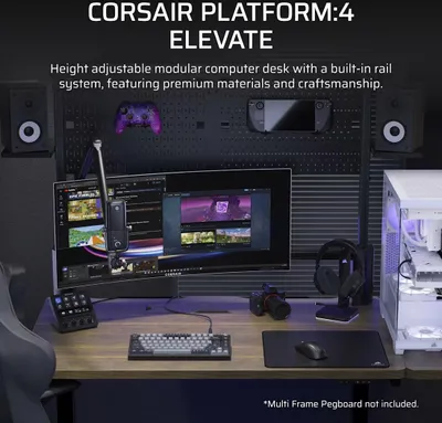 Zdjęcie produktu dla Corsair Platform:4 Elevate, Czarny, Orzech włoski, 120 kg, Wolnostojący, 75 x 75,100 x 100 mm, 12,5 kg, Aluminium