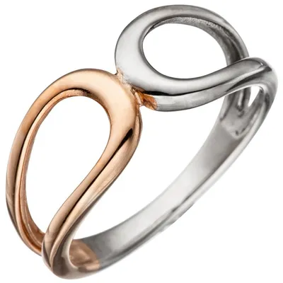 Produktbild von Ring Damenring aus 925 Silber teilvergoldet bicolor Fingerschmuck Fingerring Innenumfang 58mm Ø18.5mm