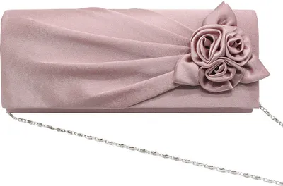 Image de Rose Femme Soirée Sacs d'embrayage en soie artificielle Parti Sacs à main de mariage de mariée Porte-monnaie avec chaîne amovible