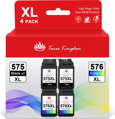 Produktbild von 4er Patronen für Canon 575 576 PG-575 XL CL-576 XL Pixma TS3750i TS3751i 3551i TR4750i TR4751i Pixma TR4750i TR4751i TS3550i TS3551i