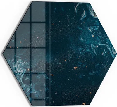 Produktbild von DEQORI Glasbild Echtglas 55x48 cm 'Galaktische Reflexionen' Wandbild Bild modern Deko