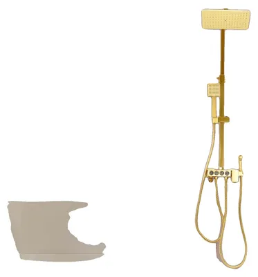Obrázek produktu pro Sprchová souprava, nástěnná montáž, moderní design, zlatá