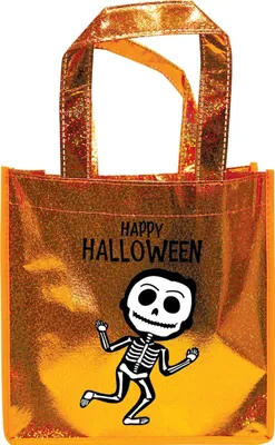 Zdjęcie produktu dla Błyszcząca torba na Halloween z motywem szkieletu Cukierek albo psikus