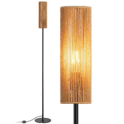 Produktbild von EDISHINE Stehlampe Wohnzimmer, LED Stehleuchte mit Lampenschirm aus Seil, 165 cm