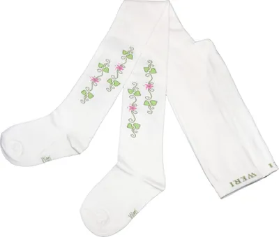 Produktbild von Kinderstrumpfhosen für Mädchen aus Baumwolle Efeu Creme Größe 122-128