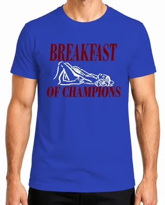 Imagen del producto de Camiseta para hombre, diseño "Breakfast of Champions", con doble sentido, humor para adultos, color azul, talla 3XL