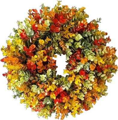 Produktbild von Türkranz Wandkranz Dekokranz Kunstblumen Kranz Eukalyptus-Kranz Herbstdeko Deko Weihnachtsdekoration