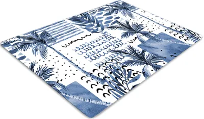 Produktbild von Stuhlunterlage Bürostuhlunterlage 120 cm x 90 cm Bodenmatte Bürostuhlunterlage - Blaue Palme