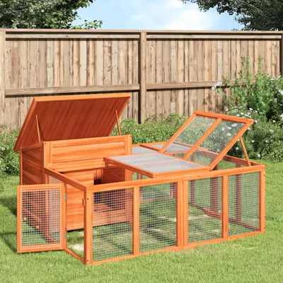Produktbild von Kaninchenstall Braun 144x123x67,5 cm Massivholz Kiefer , Kleintier-Ställe Design 2024