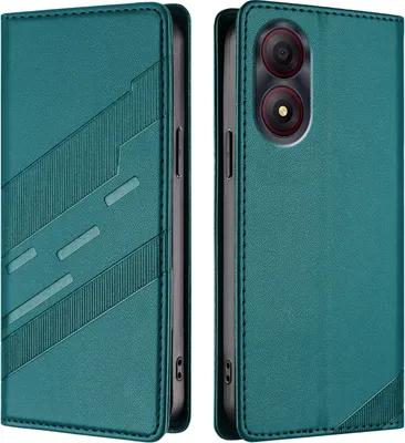 Produktbild von Hülle für ZTE Blade A34, Kunstleder Brieftaschen Handyhülle mit Kartenfach und Standfunktion Grün