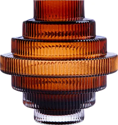 Immagine prodotto di QUVIO Vaso - Vasi - Vaso di fiori - Vaso di vetro - Design a strati - Vaso a strati - Vaso di fiori secchi - Vaso - Misura L - Vaso di vetro - Vetro - Marrone