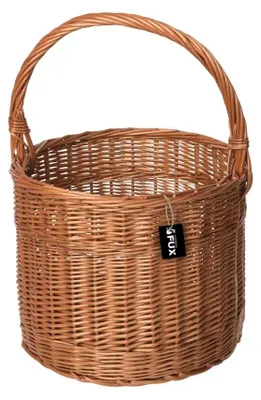 Produktbild von Einkaufskorb rund gesottene Weide handgeflochten, Henkelkorb Ø 32 cm