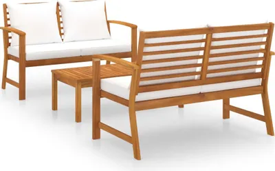 Produktbild von vidaXL 3-tlg. Garten-Lounge-Set mit Auflagen Massivholz Akazie